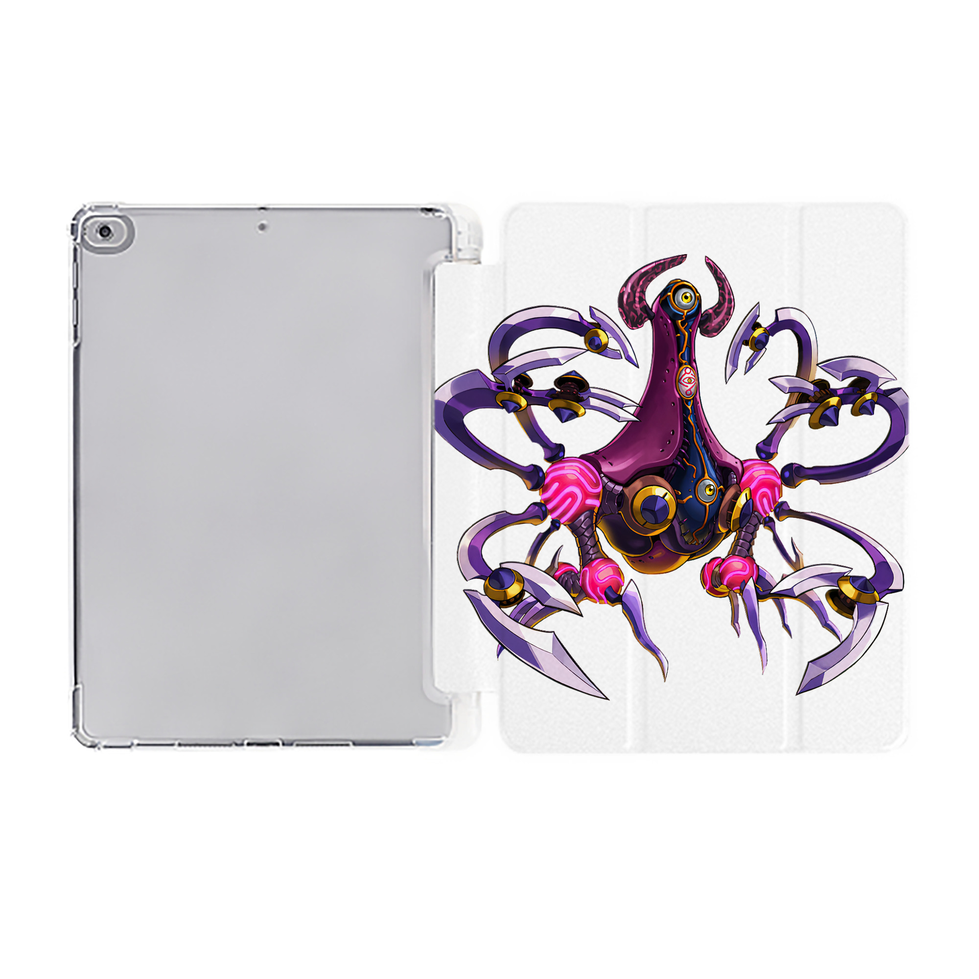 （画像用） 遊☆戯☆王 Yu-Gi-Oh! IPad ケース ペン収納付き 三つ折りスタンド PUレザー×シリコン 対応機種9.5/10.5/10.9インチ